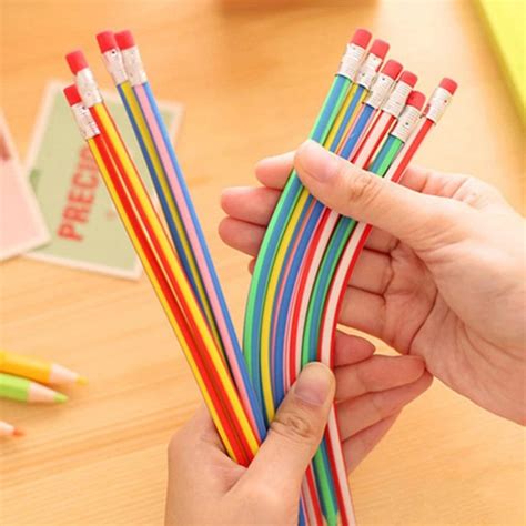 2020 New Arrival 5PCS Korea Cute Stationery Colorful Magic Bendy Flexible Soft Pencil with Eraser Student School Office Supplies